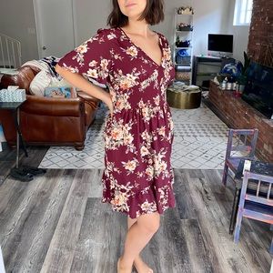 Xhilaration Burgundy Floral Dress